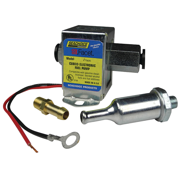 Seachoice 12V Cube Elect.Fuel Pump Kit w/74 Micron Filter, 30 GPH, 7.0-4.0 PSI 20351